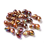 UV Plating Rainbow Iridescent Acrylic Beads, with Gold Foil, Bowknot, Sienna, 29x14.9x12mm, Hole: 5mm(PACR-H003-08)