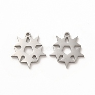 304 Stainless Steel Pendants, Star Charms, Stainless Steel Color, 16.5x15.5x1.4mm, Hole: 1.4mm(STAS-M089-29P)