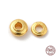925 Sterling Silver Beads, Flat Round, Matte Gold Color, 3x1mm, Hole: 1.2mm(STER-M113-02MG)