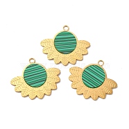 Synthetic Malachite Pendants, Leaf Charms, with Ion Plating(IP) 304 Stainless Steel Findings, Golden, 21x24x1mm, Hole: 2mm(STAS-A080-05G)