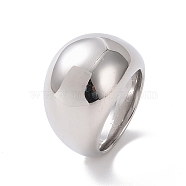 304 Stainless Steel Chunky Dome Finger Ring for Men Women, Stainless Steel Color, US Size 6~9(16.5~18.9mm)(X-STAS-E168-09P)