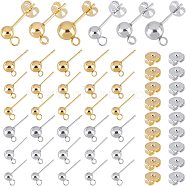40Pcs 4 Style 304 Stainless Steel Ear Stud Components, with Loop, 10Pcs 202 Stainless Steel Ball Stud Earring Findings, with 304 Stainless Steel Ear Nuts, Mixed Color, Ear Nuts: 5~6x4.5x3mm, 60pcs(STAS-DC0001-36)
