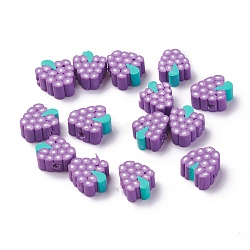 Autumn Theme Handmade Polymer Clay Beads, Grape, Purple, 10~11x8.5~10x4.3~4.7mm, Hole: 1.4mm(CLAY-R069-01D)