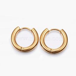 Ion Plating(IP) 304 Stainless Steel Huggie Hoop Earrings, Hypoallergenic Earrings, with 316 Surgical Stainless Steel Pin, Golden, 9 Gauge, 15x16.5x3mm, Pin: 1mm, Inner Diameter: 10mm(EJEW-F111-16mm-G)