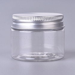 Plastic Empty Cosmetic Containers, with Aluminum Screw Top Lids, Clear, 1-5/8x2 inch(4.1x5cm), Capacity: 40ml(1.35 fl. oz)(CON-WH0069-86A)