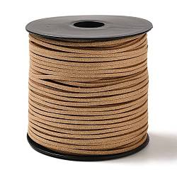 Glitter Powder Faux Suede Cord, Faux Suede Lace, Tan, 3mm, 100yards/roll(300 feet/roll)(LW-D001-1001)