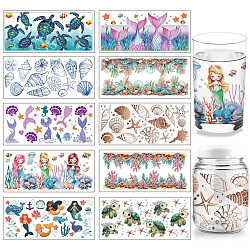 PVC DIY Heat Transfer Paper, for UV Sublimation Cup, Mermaid, 110x240mm, 10 style, 1pc/style, 10pcs/set(DIY-WH0517-029)