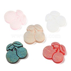 Translucent Resin Cabochons, AB Color Plated, Cherry, Mixed Color, 22x24x4.5mm(CRES-Z001-06)