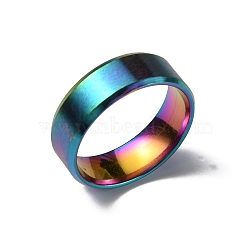 Titanium Steel Wide Band Finger Rings for Women Men, Plain Band Rings, Rainbow Color, 8mm, Inner Diameter: US Size 13 1/4(22.4mm)(RJEW-WH0009-13I-M)