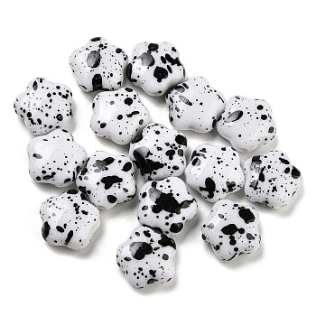 Spray Painted Opaque Acrylic Beads, Star, White, 14.5x15x6.5mm, Hole: 2.2mm
