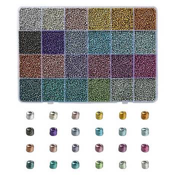 312G 24 Color 12/0 Baking Paint Glass Seed Beads, Round, Mixed Color, 2mm, Hole: 1mm, 13g/color