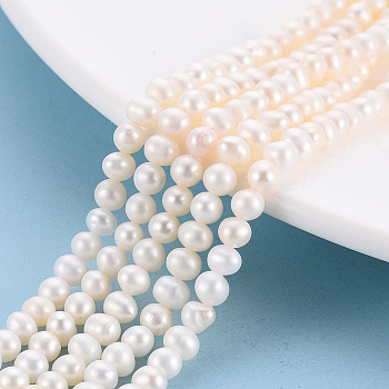 Natural Cultured Freshwater Pearl Beads Strands, Potato, Antique White, 4~5x4~4.5x4~4.5mm, Hole: 0.5mm, about 96~100pcs/strand, 14.96''~15.55''(38~39.5cm)