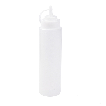 Plastic Squeeze Bottles, with Twist On Cap Lids and Discrete Measurements, for Ketchup, Sauces, Paint, and More, White, 6.6x26cm, Capacity: 650ml(21.98fl. oz)