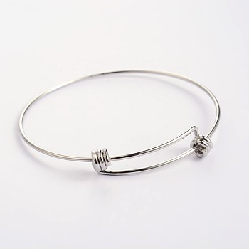 Adjustable 304 Stainless Steel Expandable Bangle Making, Stainless Steel Color, 67x61mm, 1.5~10mm