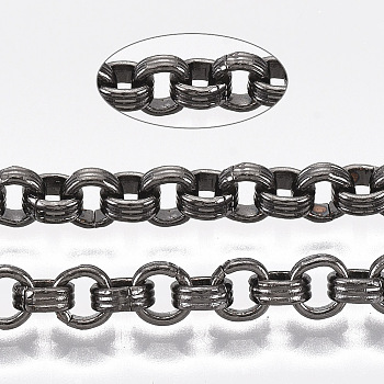 Iron Groove Link Rolo Chains, Unwelded, with Spool, Gunmetal, 4.2x1.6mm, about 82.02 Feet(25m)/roll