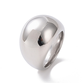 304 Stainless Steel Chunky Dome Finger Ring for Men Women, Stainless Steel Color, US Size 6~9(16.5~18.9mm)