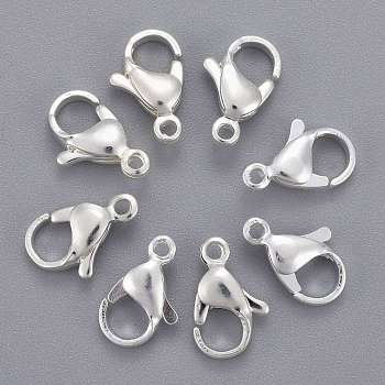 304 Stainless Steel Lobster Claw Clasps, Parrot Trigger Clasps, Silver Color Plated, 12x7x3.5mm, Hole: 1.4mm
