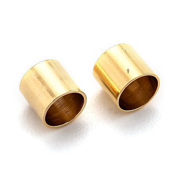 Brass Cord End, End Caps Long-Lasting Plated, Column, Real 24K Gold Plated, 5x4.5mm, Hole: 1.2mm, Inner Diameter: 4mm