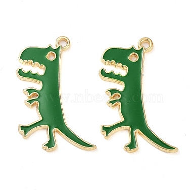 Golden Green Dinosaur Alloy+Enamel Pendants