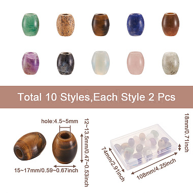 Craftdady 20Stk. 10 europäische Perlen aus natürlichen und synthetischen gemischten Edelsteinen(G-CD0001-06)-3