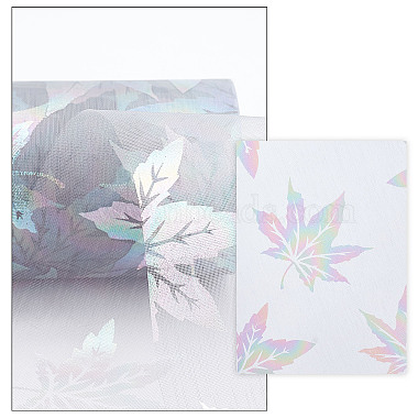 Autumn Theme Maple Leaf Pattern Organza Ribbon(OCOR-WH0057-11C)-4