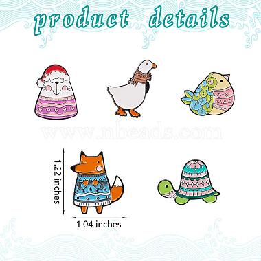 5 Pcs Enamel Lapel Pin Sets Cute Lamb Fox Goose Chicken Animal Brooch Pins Electrophoresis Black Alloy Animal Brooches for Clothes Bags Backpacks Party Decoration Christmas Gift(JBR107A)-7