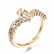 Brass Micro Pave Clear Cubic Zirconia Peg Bails Cuff Finger Ring Settings(KK-T056-115G-NF)-4