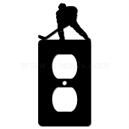 Iron Light Switch Decorations, with Screws, Rectangle with Man, Black, 163x70x1.5mm(AJEW-WH0238-015)