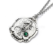 Skull Rhinestone Pendant Necklaces with Rolo Chains, Alloy Jewelry for Men Women, Sea Horse, 27.17 inch(69cm)(NJEW-F309-04)