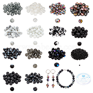 DIY Bracelet Making Kit, Including Round & Heart & Seed & Glass & K9 Glass Beads, Elastic Thread, Black(DIY-NB0009-36)