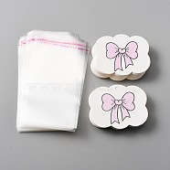 100Pcs Paper Hair Clip Display Cards, with 100Pcs OPP Bags, Cloud with Pink Bowknot Pattern, White, Paper Card: 6.9x8.5x0.04cm, Hole: 6mm(CDIS-WH0017-08)