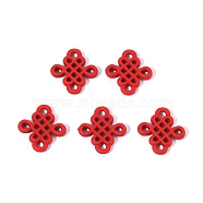 Baking Painted Alloy Chandelier Component Links, Chinese Knot, Red, 1.45x1.4x0.2cm, Hole: 1.6mm(X-PALLOY-R138-09)