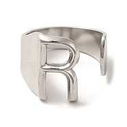 201 Stainless Steel Finger Rings, Letter R, Inner Diameter: 18mm(RJEW-H223-04P-R)