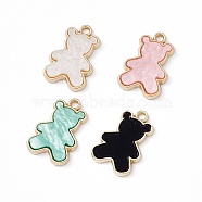 Opaque Resin Pendants, Bear Charms, with Light Gold Tone Alloy Findings, Mixed Color, 20.5x14x2.5mm, Hole: 2mm(PALLOY-P287-07LG)