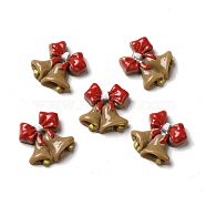Christmas Opaque Resin Cabochons, Christmas Bell with Red Bowknot, Camel, 20x19x5mm(RESI-K019-23)