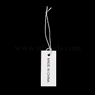 Paper Price Tags, with Elastic Cord, Rectangle with Word, WhiteSmoke, 9~9.5cm, Rectangle: 40x17x0.3mm(CDIS-G008-13)