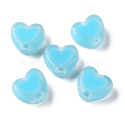 Heart Acrylic Beads, Bead in Bead, Deep Sky Blue, 7x8x4mm, Hole: 1.8mm, about 2777pcs/500g(TACR-C001-01C)