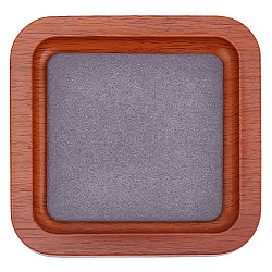 Square Wood Jewelry Plate, Storage Tray for Rings, Necklaces, Earring, with Velvet, Gray, 105x105x16mm(AJEW-WH0401-71B)