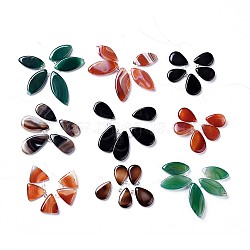 Natural Agate Beads Strands, Dyed & Heated, Mixed Shapes, 32.5~45x16~20x5~6mm, Hole: 0.5mm, about 5pcs/strand, 3.4 inch(8.7cm)(G-F638-10)