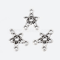 Chandelier Component Links, 3 Loop Connectors, Lead Free and Cadmium Free, Alloy, Star, Antique Silver, about 17.5mm long, 12mm wide, 2mm thick, hole: 1.5mm(X-EA10675Y)
