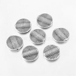 Tibetan Style Alloy Beads, Lead Free & Nickel Free & Cadmium Free, Flat Round, Antique Silver, 18x3.2mm, Hole: 1.5mm.(X-LF10526Y-NF)