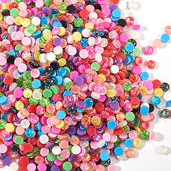 Resin Cabochons, Nail Art Decoration Accessories, Flat Round, Mixed Color, 5x3mm, about 2000pcs/bag(MRMJ-T036-01A)