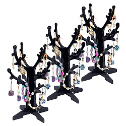 Plastic Earring Display Trees, Jewelry Orgainzer Holder Tower Rack for Earring Stud, Dangle Earring Showing, Black, Finish Product: 16.6x16.6x24.5cm, Hole: 1.6mm(EDIS-WH0016-036)