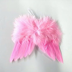 Mini Doll Angel Wing Feather, with Polyester Rope, for DIY Moppet Makings Kids Photography Props Decorations Accessories, Pink, 160x140mm(FIND-PW0001-049-E02)