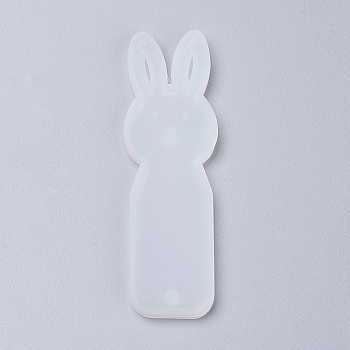 Silicone Bunny Bookmark Molds, Resin Casting Molds, Rabbit Head, White, 92x29x4.5mm, Inner Diameter: 89x25mm