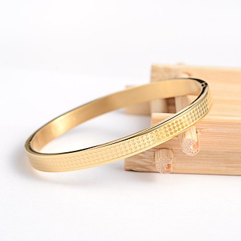 Carve Rhombus 304 Stainless Steel Bangles, Golden, 51x58mm