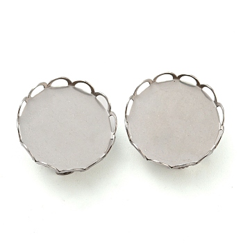 304 Stainless Steel Brooch Base Settings, Round, Stainless Steel Color, 16x3mm, Tray: 15.5mm