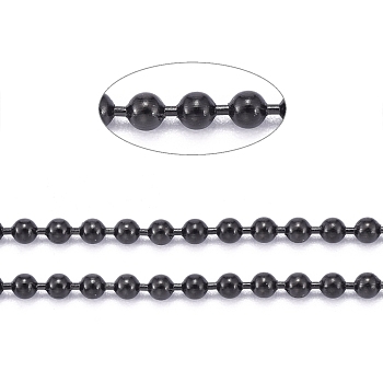 304 Stainless Steel Ball Chains, with Spool, Electrophoresis Black, 2mm, about 32.8 Feet(10m)/roll