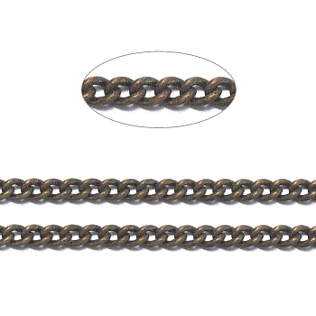Brass Twisted Chains, Curb Chains, Unwelded, with Spool, Oval, Lead Free & Nickel Free & Cadmium Free, Antique Bronze, 1.8x1x0.36mm, about 32.8 Feet(10m)/roll