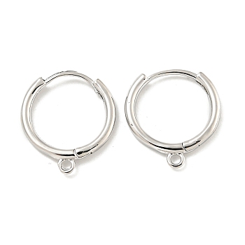 Brass Hoop Earrings, Ring, Platinum, 17x15.5x1.5mm, Hole: 1.5mm